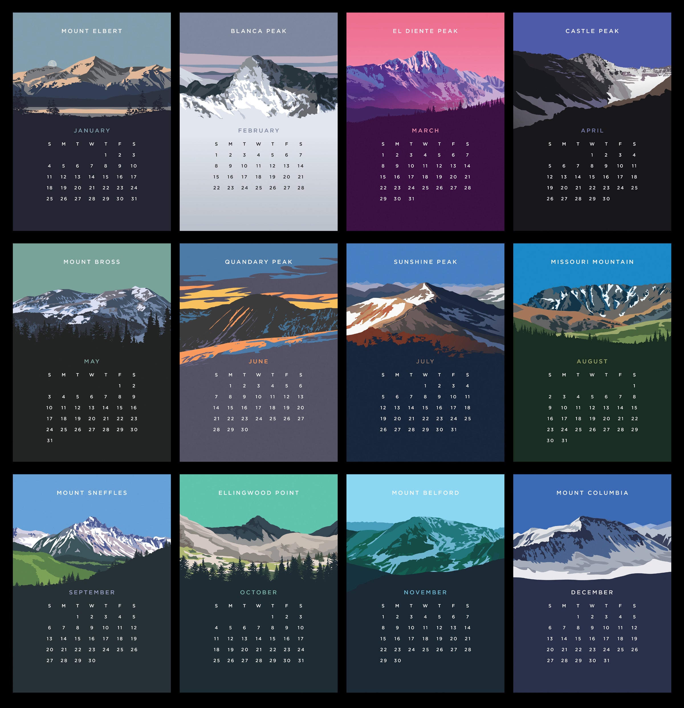 2026 Colorado 14er Desk Calendar
