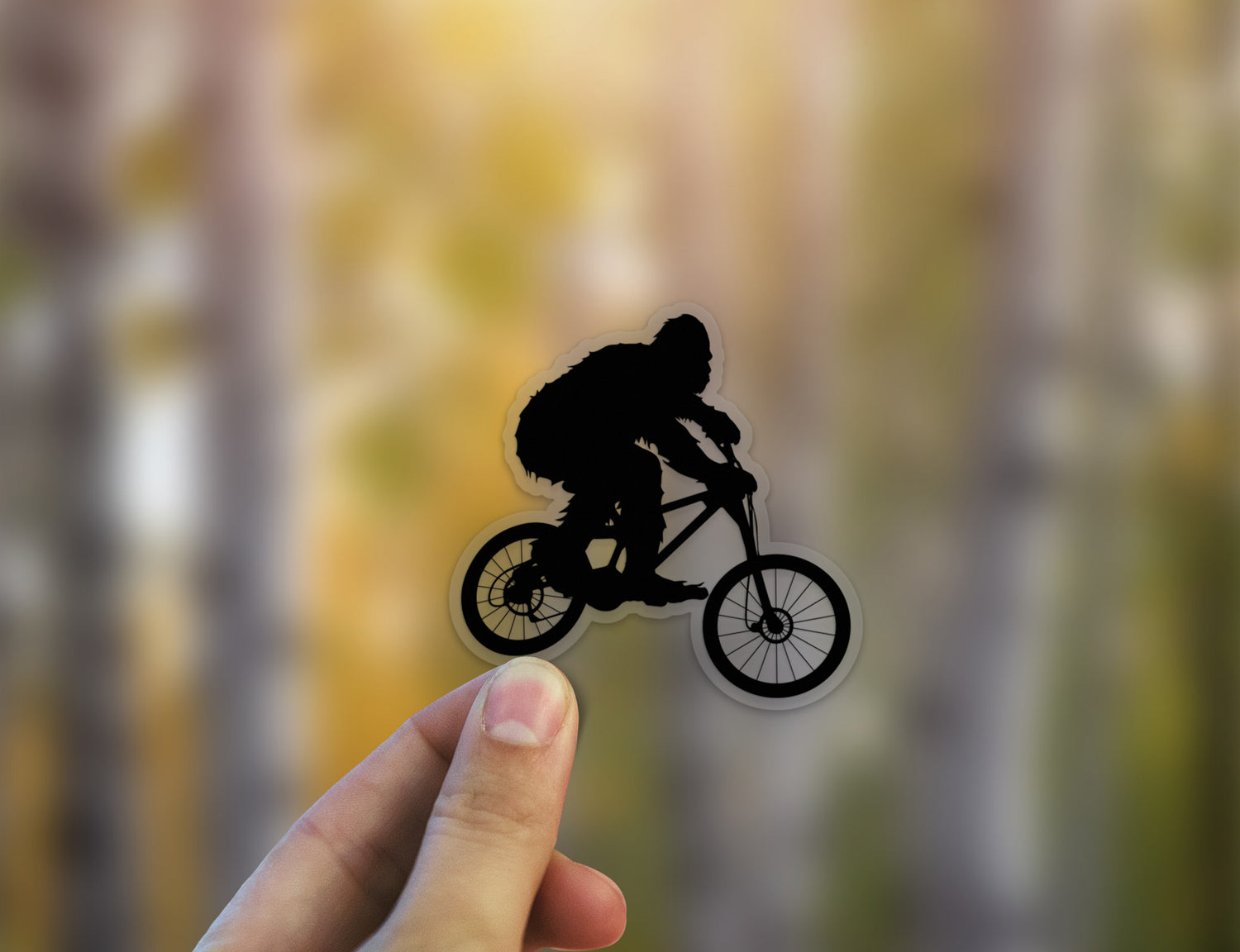 Sasquatch Biking Die Cut Sticker Decal