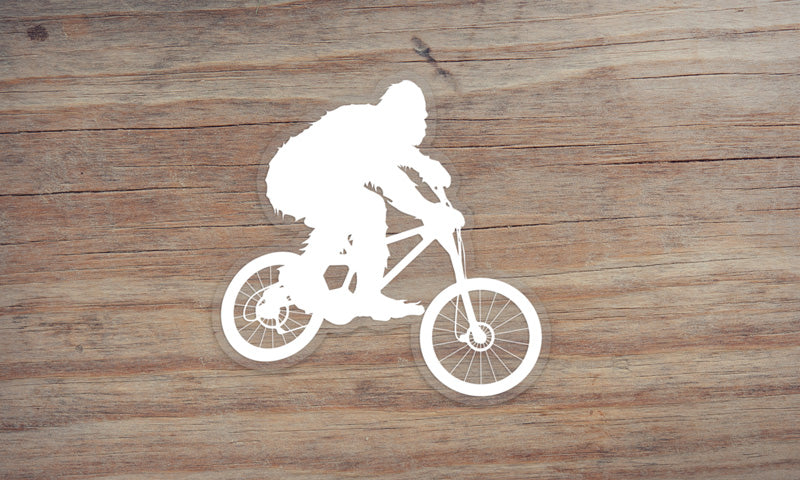 Sasquatch Biking Die Cut Sticker Decal