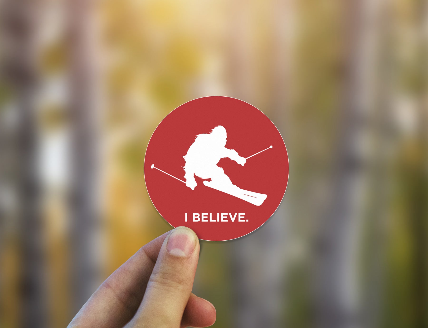 Sasquatch I Believe Skiing Sticker