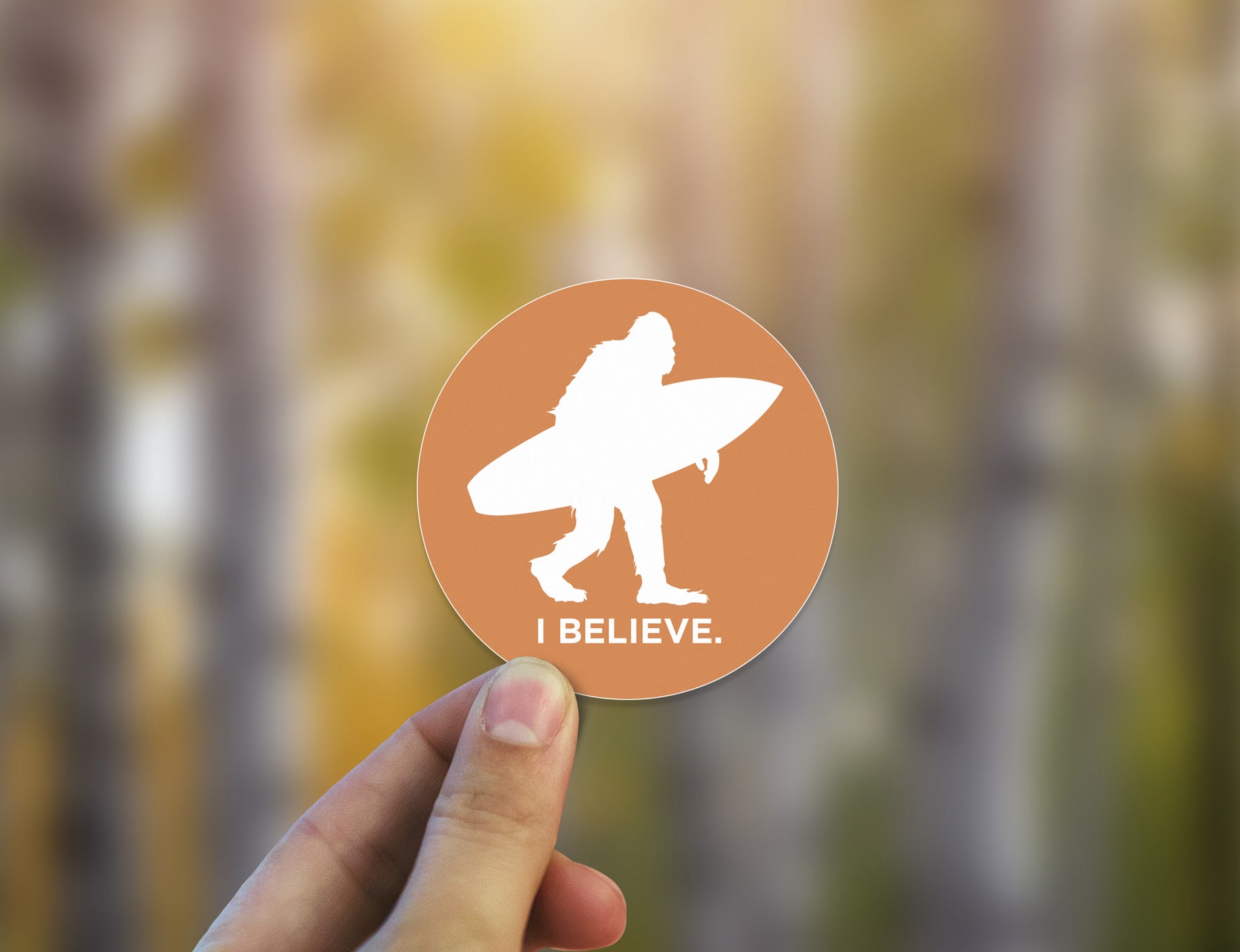 Sasquatch I Believe Surfing Sticker