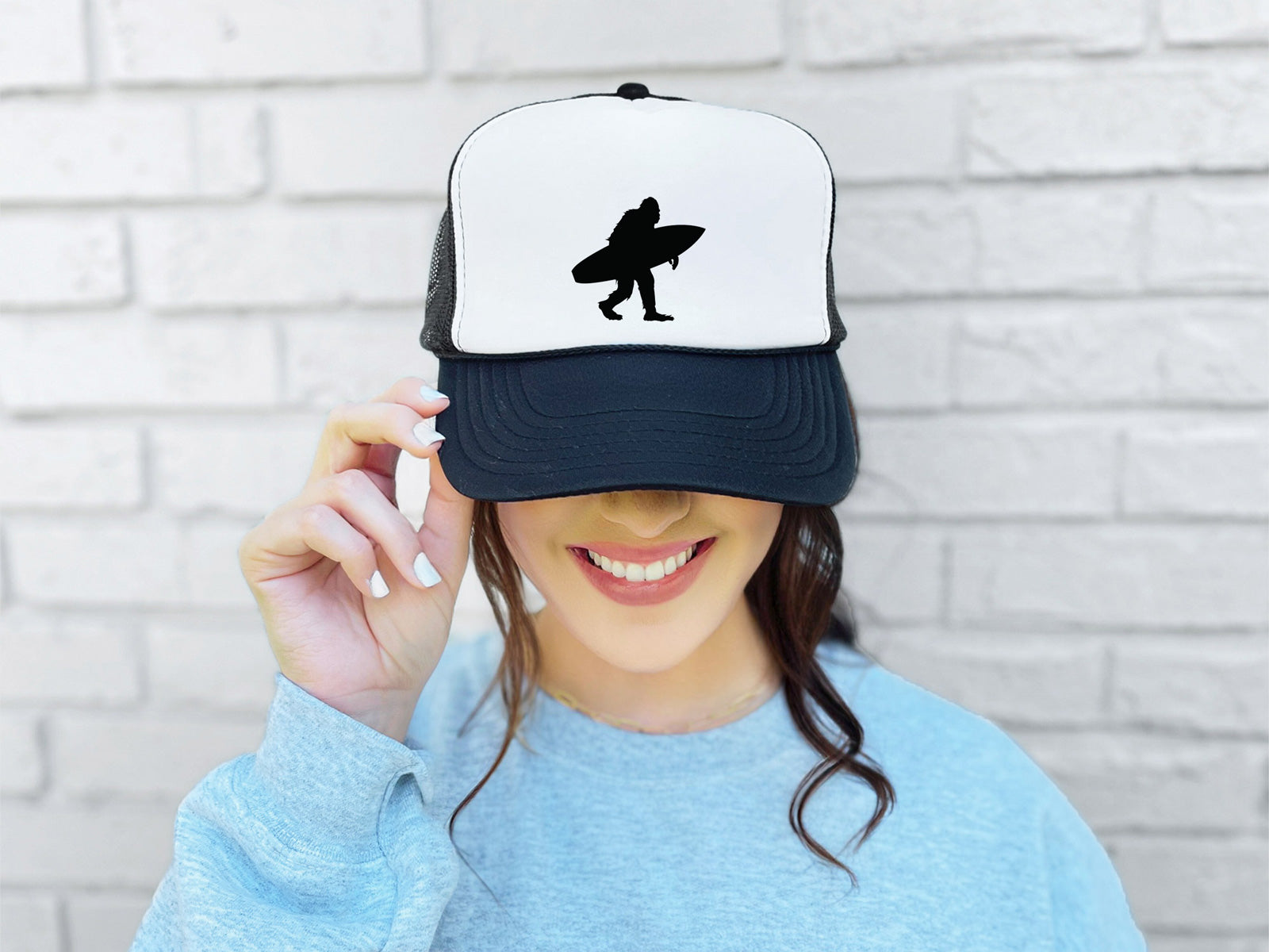 Sasquatch Surfing Trucker Hat