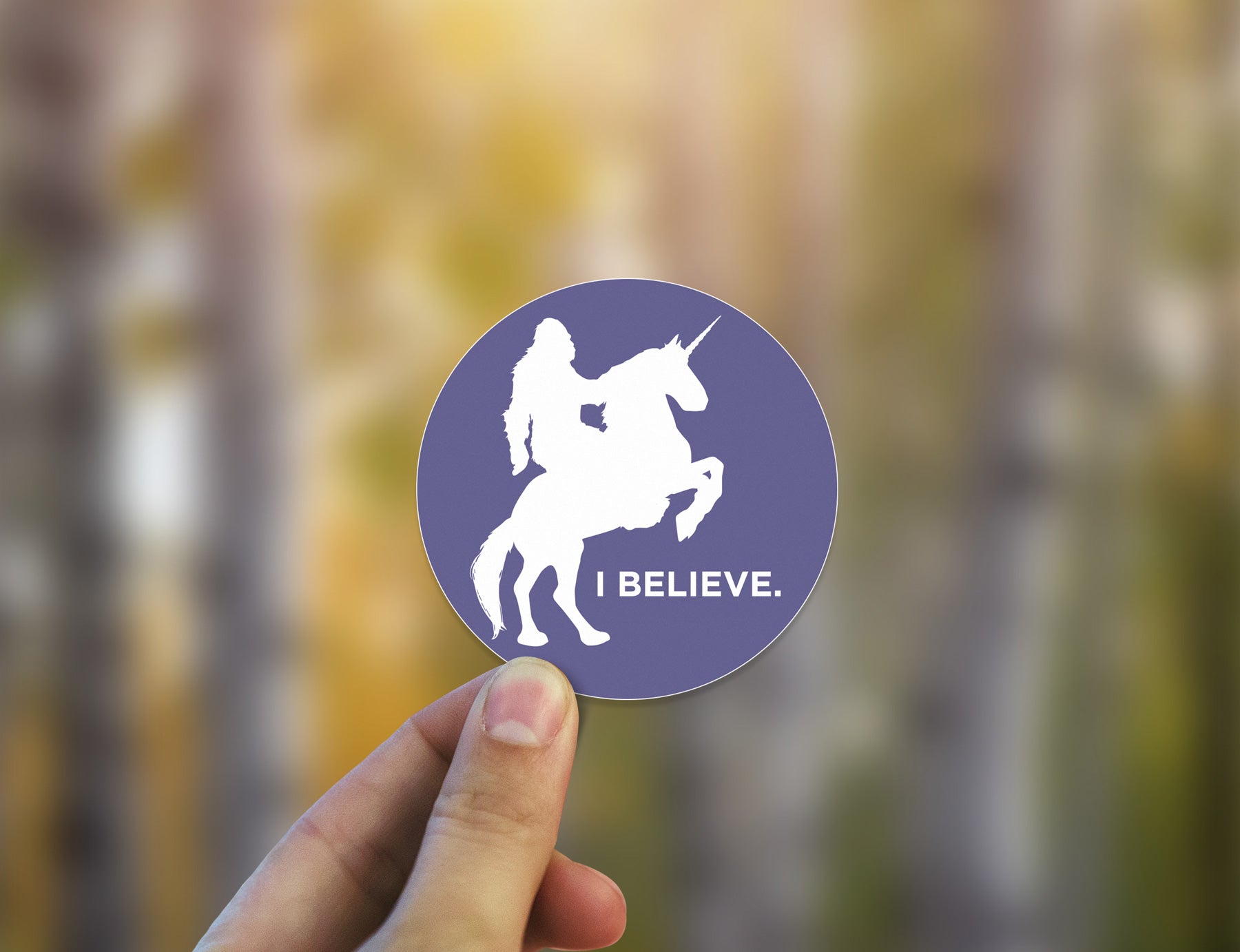 Sasquatch I Believe Riding a Unicorn Sticker