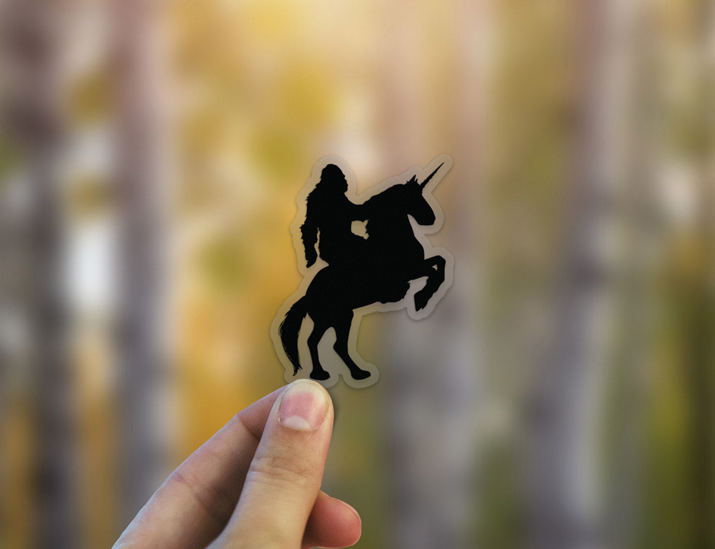 Sasquatch Riding a Unicorn Sticker