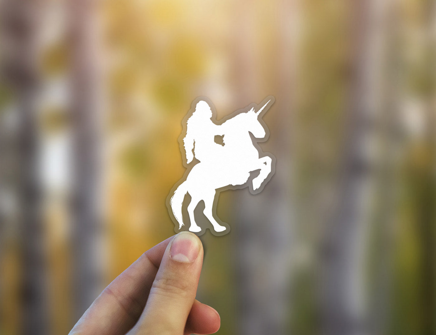 Sasquatch Riding a Unicorn Sticker