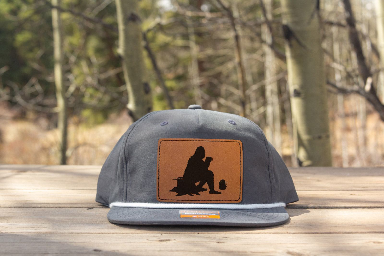 Sasquatch Camping with Coffee Rope Hat