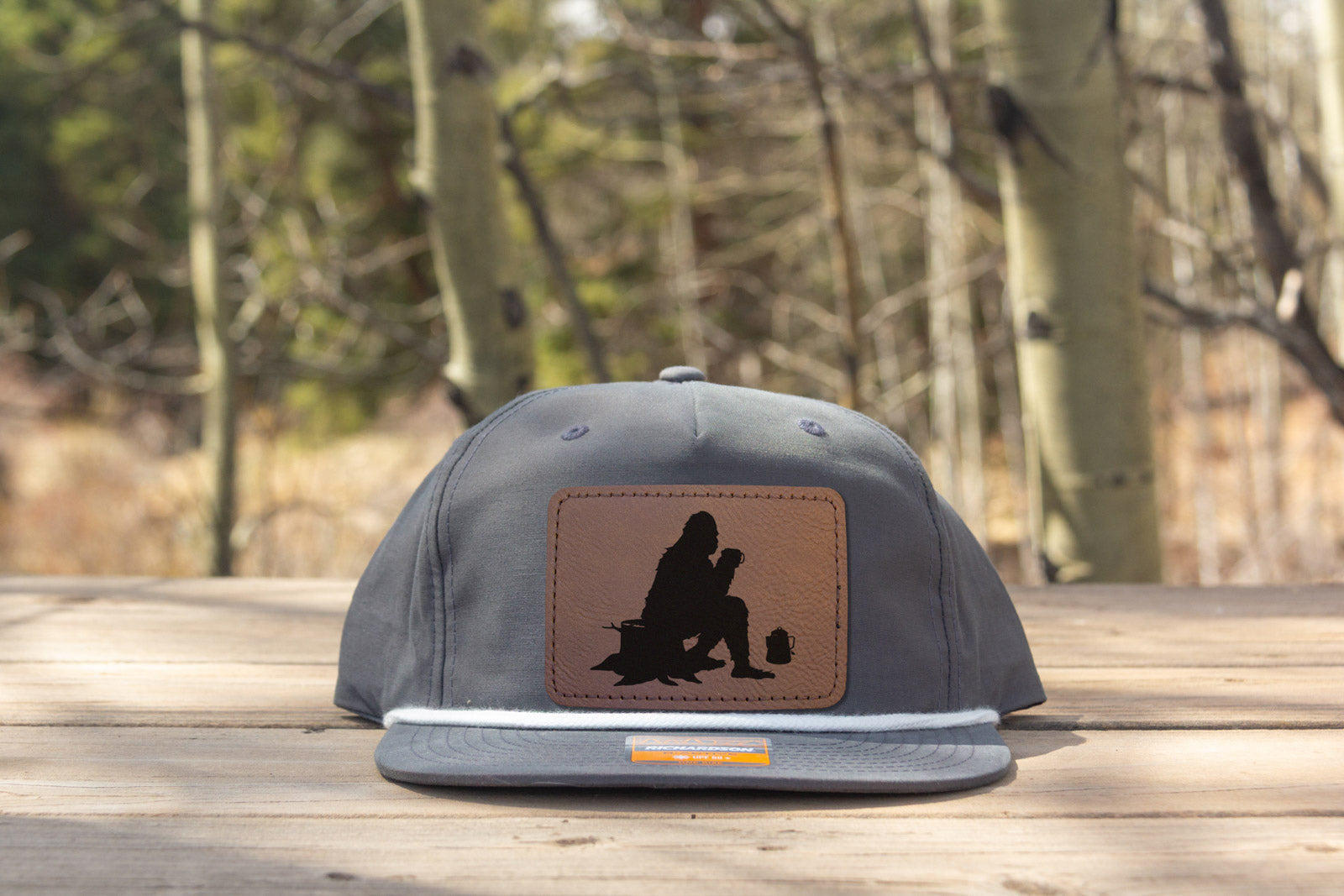 Sasquatch Camping with Coffee Rope Hat