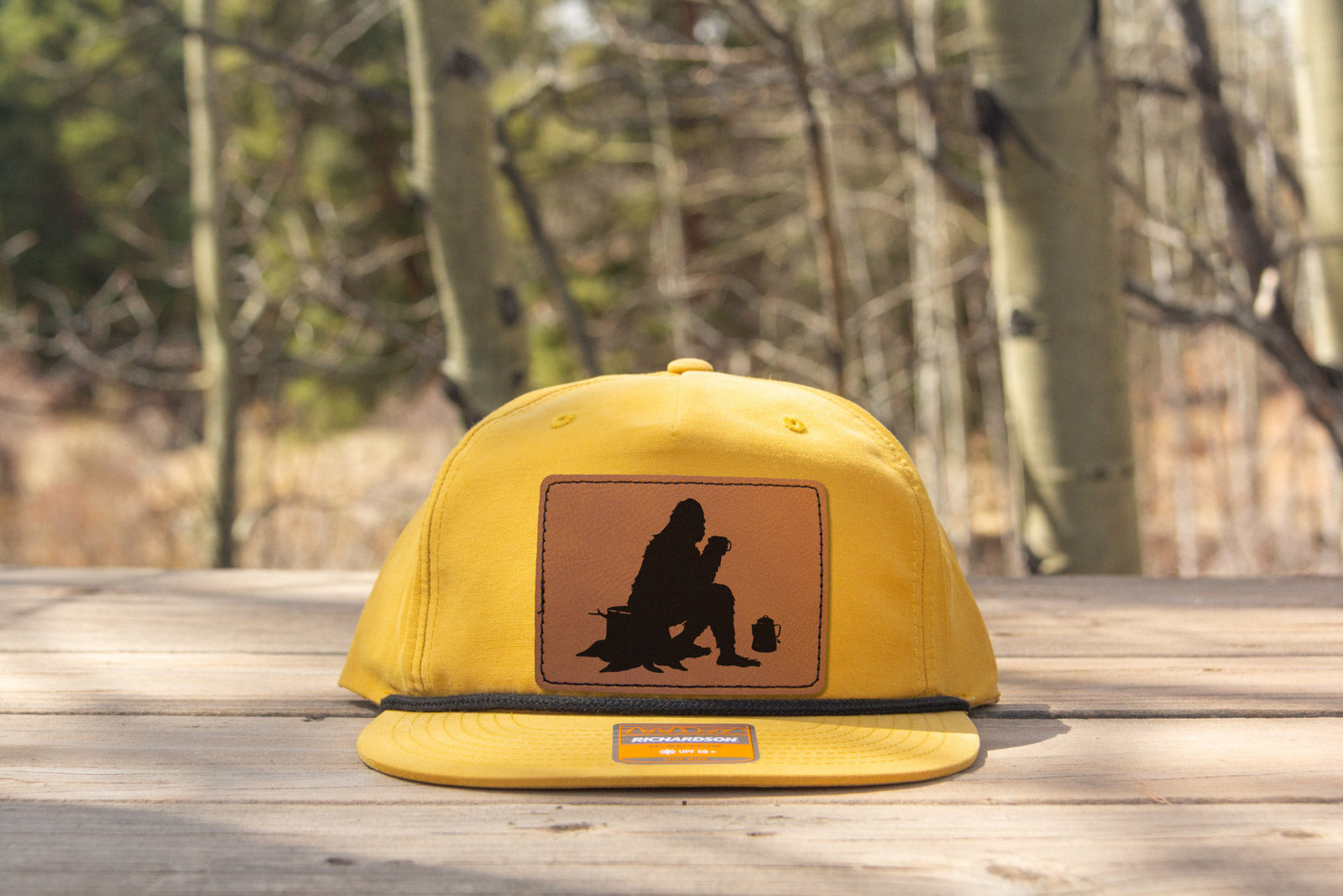 Sasquatch Camping with Coffee Rope Hat