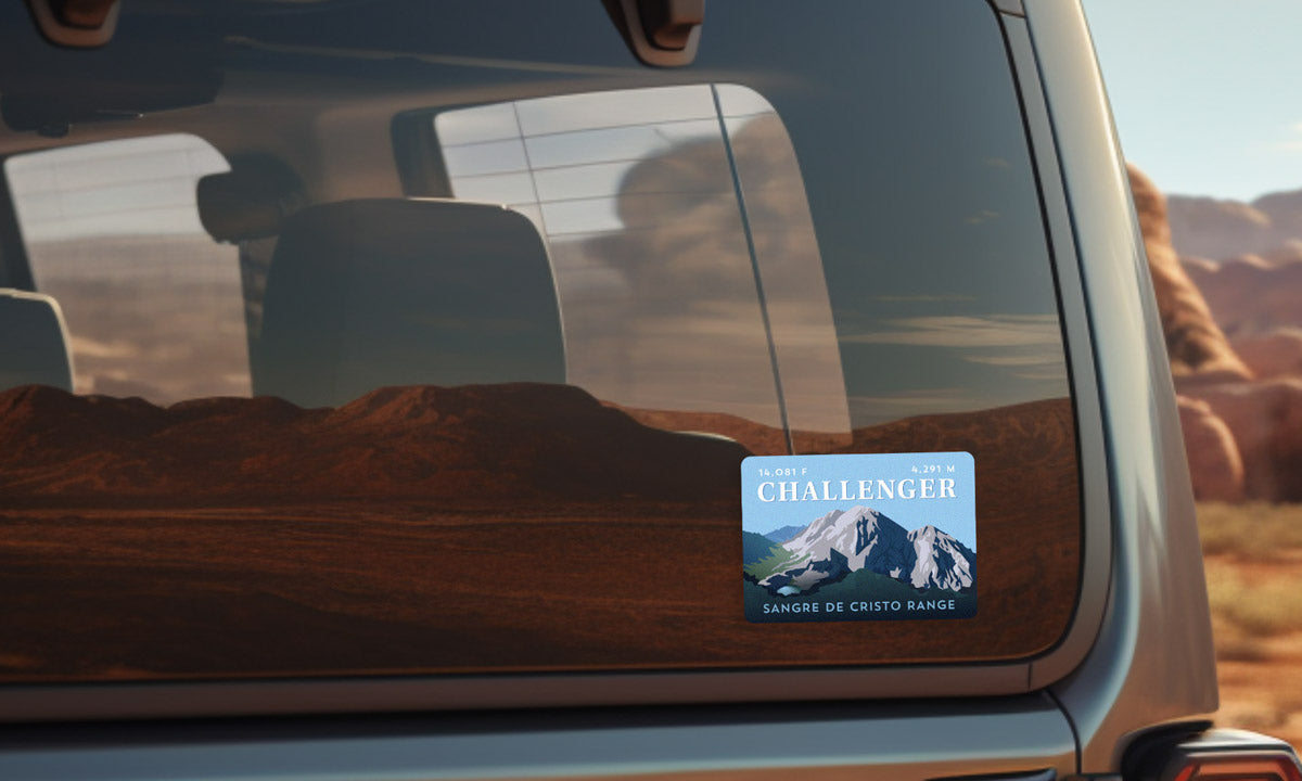 Challenger Point Colorado 14er Sticker on vehicle