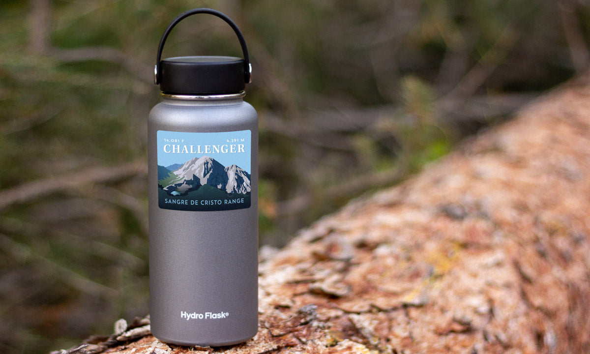 Challenger Point Colorado 14er Sticker on water bottle