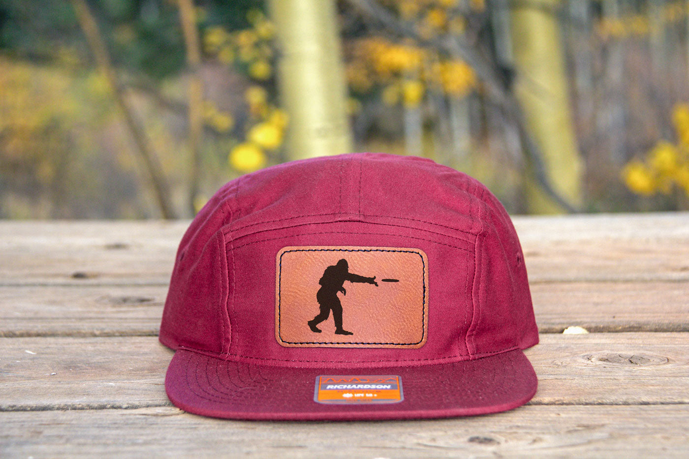 Sasquatch Frisbee 5 Panel Hat Maroon