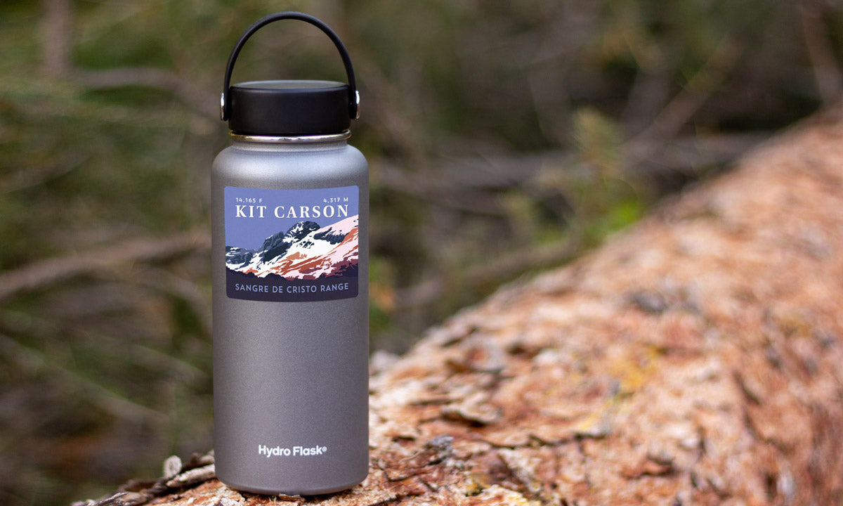 Kit Carson Peak Colorado 14er Sticker on water bottle