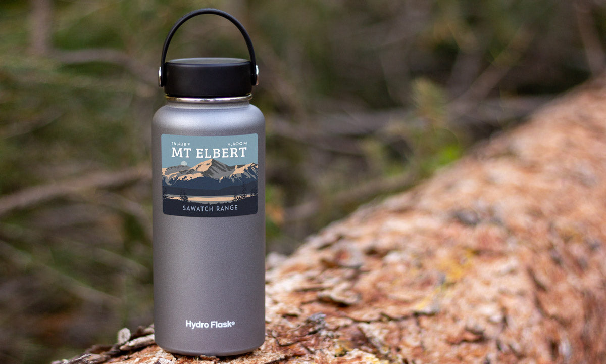 Mount Elbert Colorado 14er Sticker on water bottle