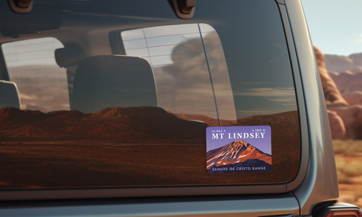 Mount Lindsey Colorado 14er Sticker on vehicle