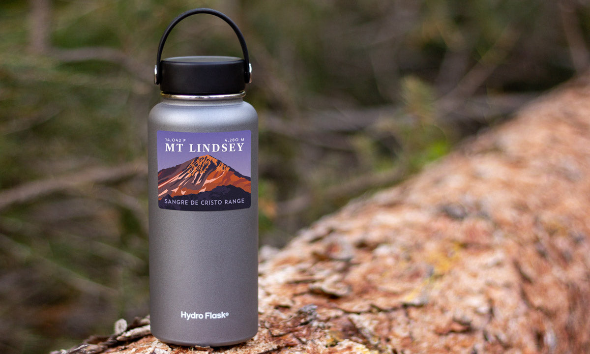 Mount Lindsey Colorado 14er Sticker on water bottle