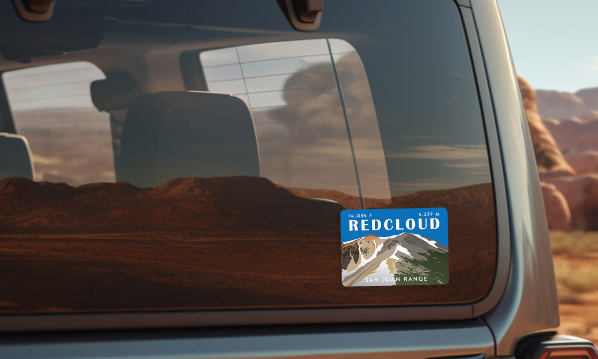 Redcloud Peak Colorado 14er Sticker on vehicle