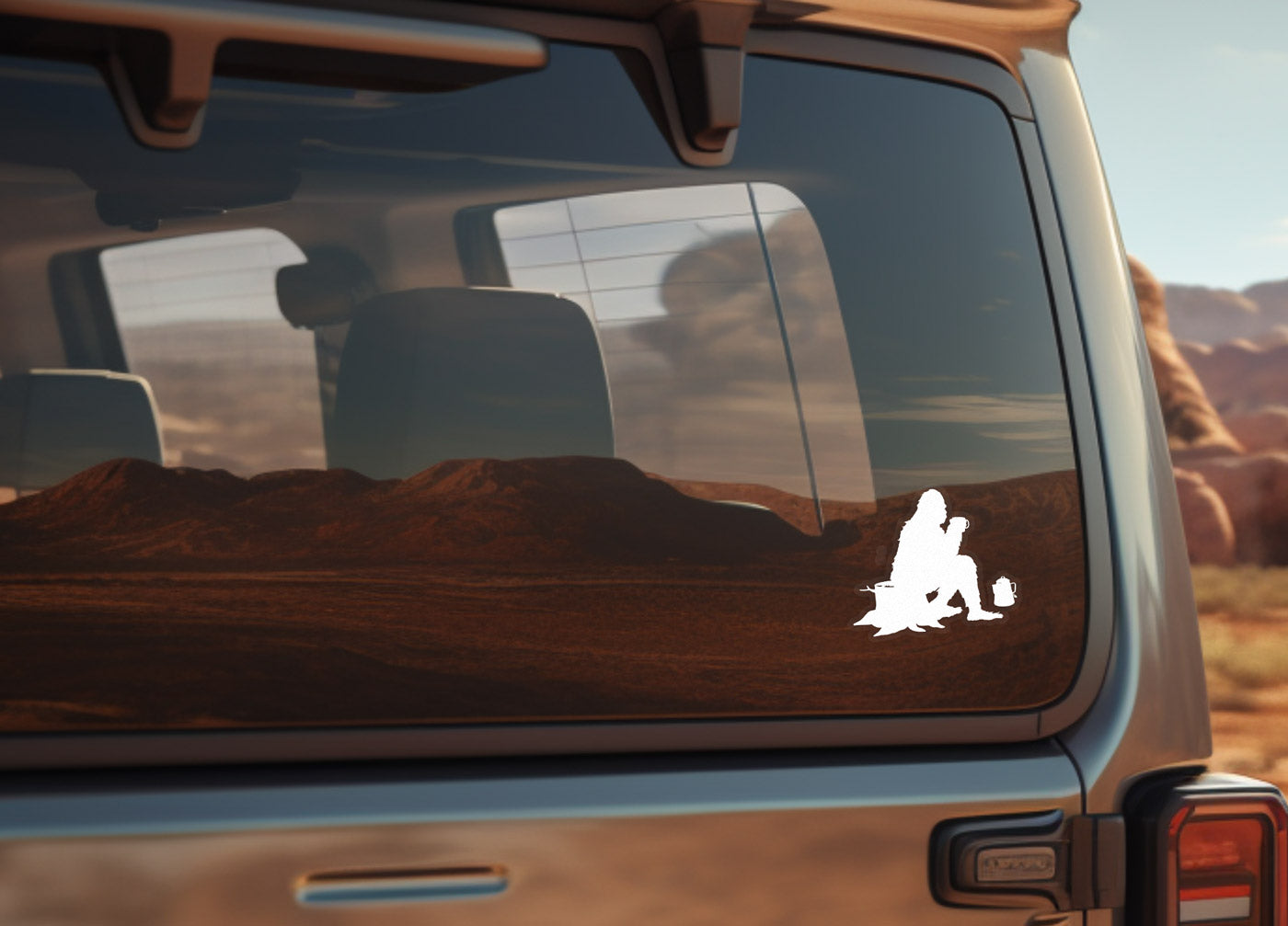 Sasquatch Camping with Coffee Sticker