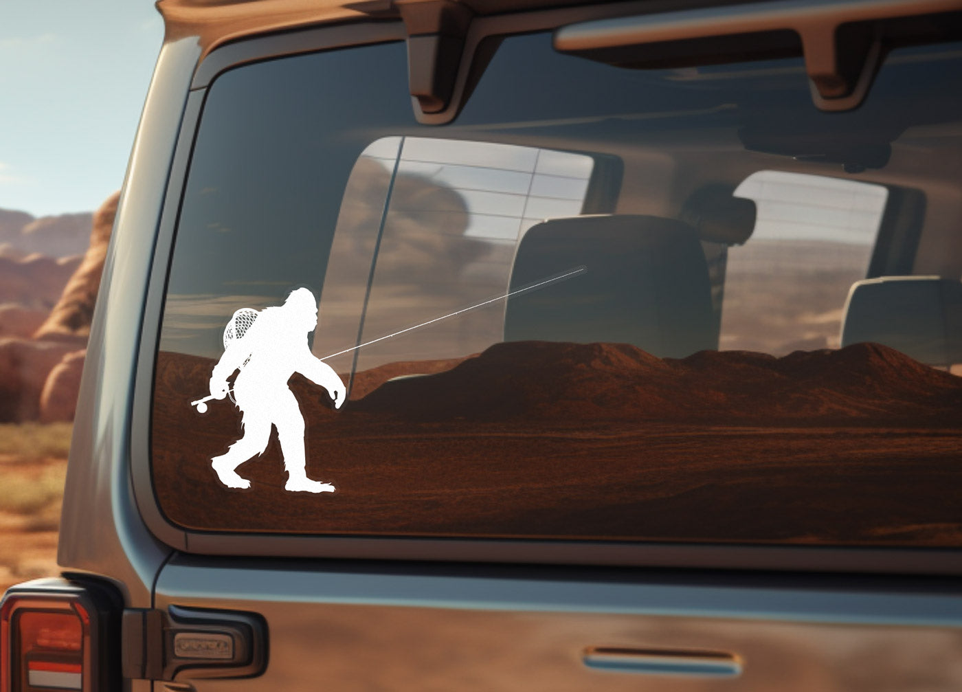 Sasquatch Fly Fishing Die Cut Sticker LARGE 6” Tall