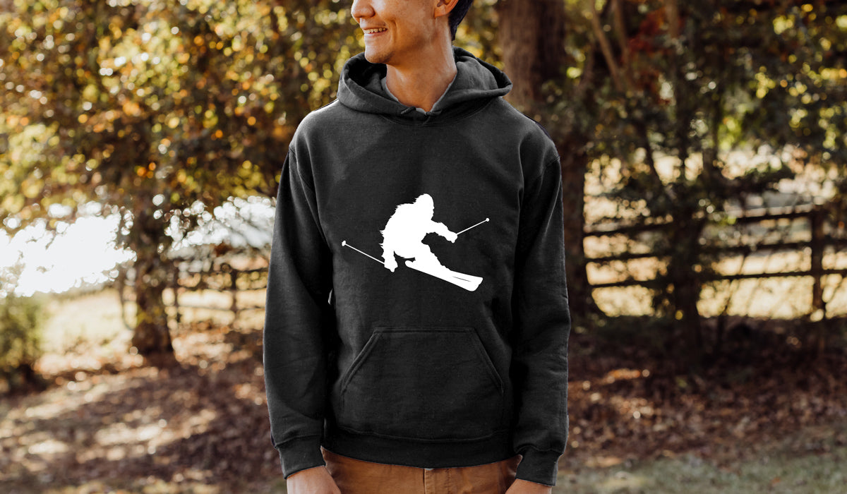 Sasquatch Skiing Hooded Sweatshirt
