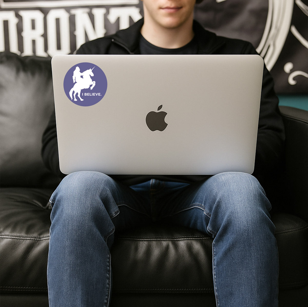 Sasquatch Riding a Unicorn Sticker