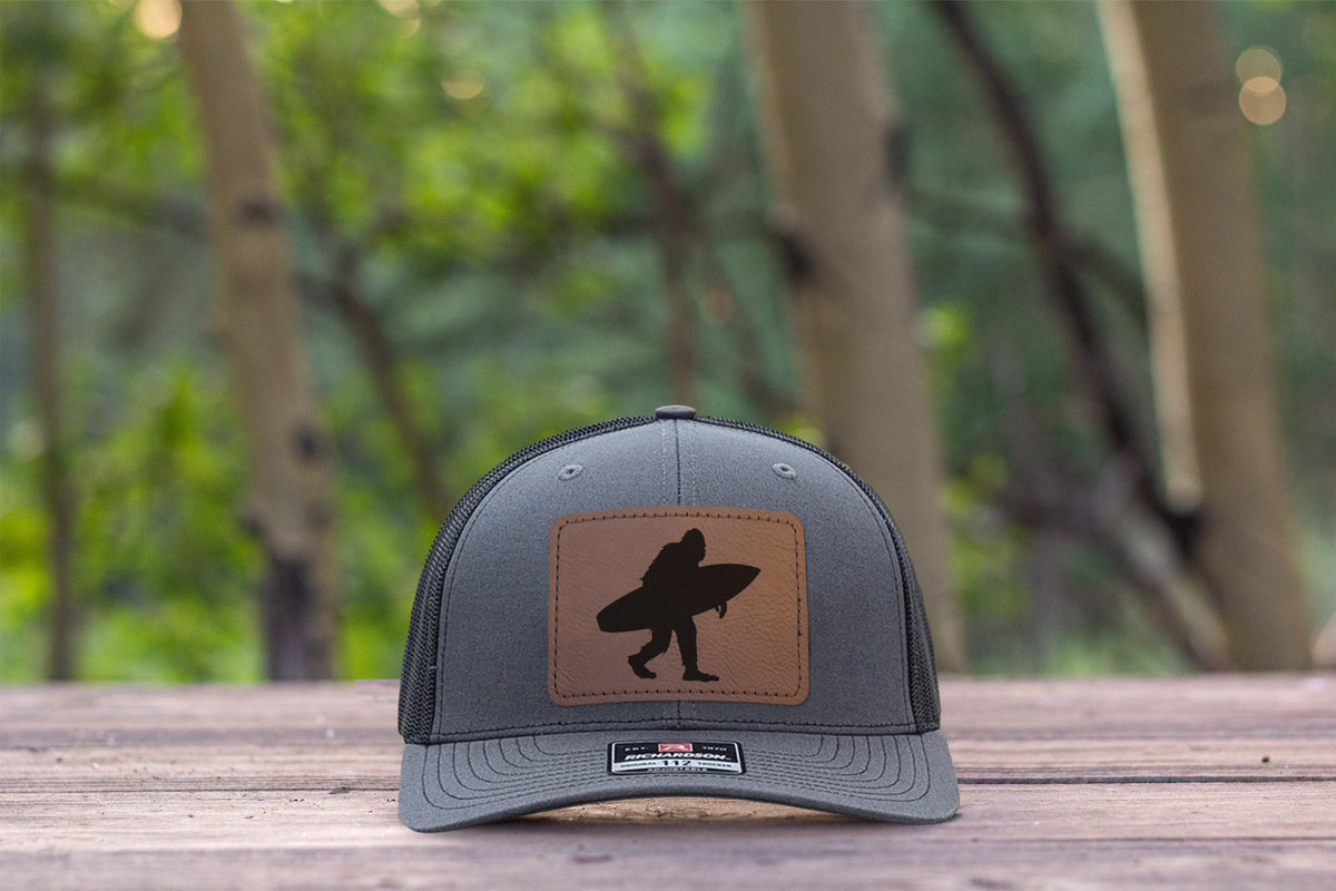 Sasquatch Surfing Hat Charcoal/Black Richardson 112 Bigfoot