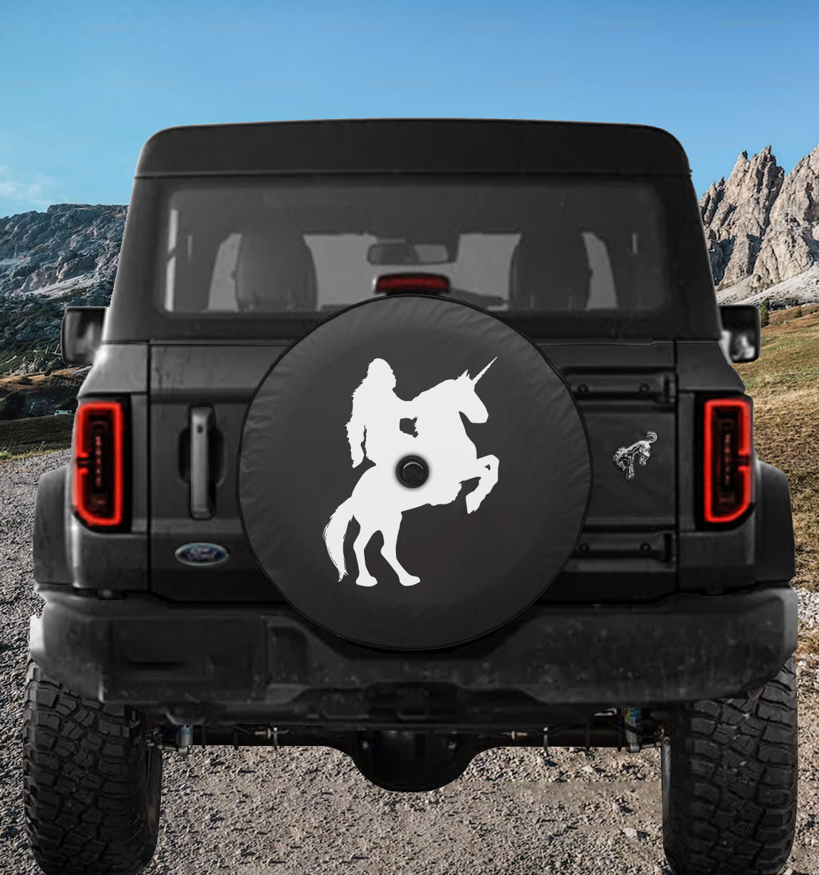 Sasquatch Spare Tire Cover - Riding a Unicorn