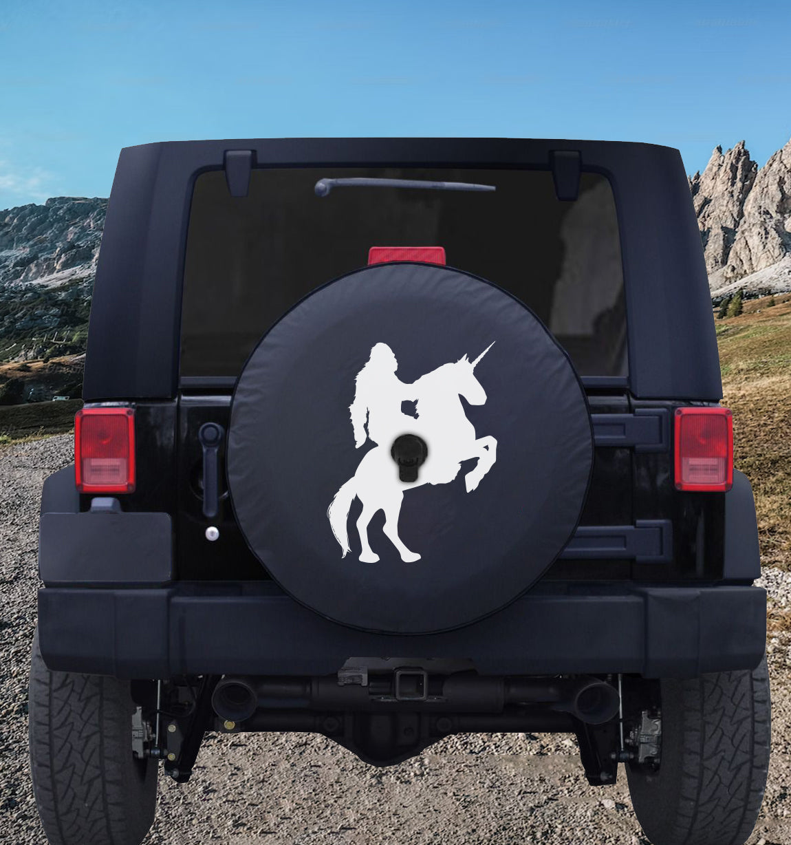 Sasquatch Spare Tire Cover -  Riding a Unicorn