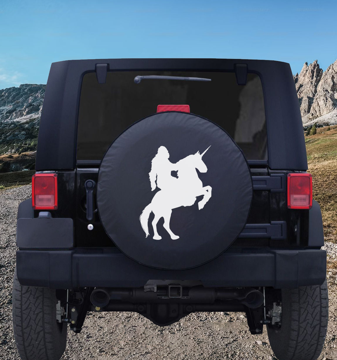Sasquatch Spare Tire Cover - Riding a Unicorn