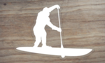 Sasquatch Stand Up Paddleboarding Die Cut Sticker