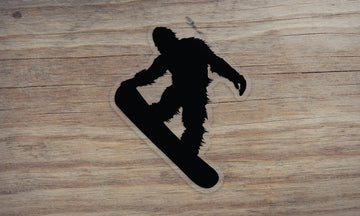 Sasquatch Shredding on a Snowboard Die Cut Sticker
