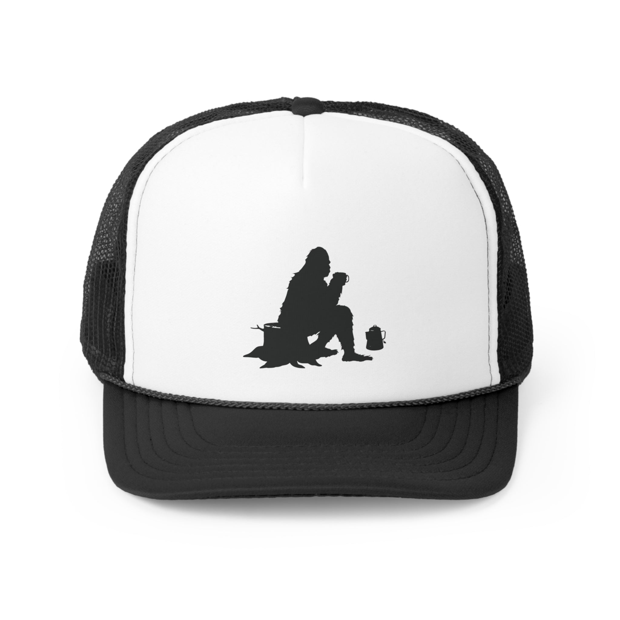 Sasquatch Camping with Coffee Trucker Hat