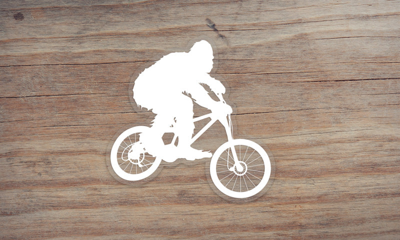 Sasquatch Mountain Biking Die Cut Sticker