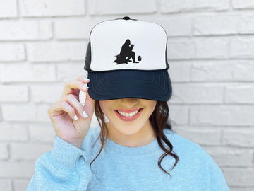 Sasquatch Camping with Coffee Trucker Hat