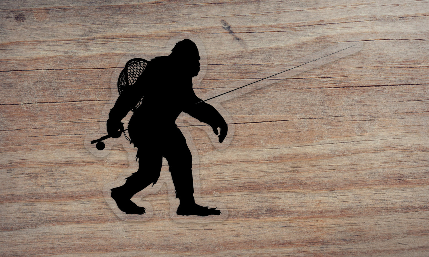 Sasquatch Fly Fishing Die Cut Sticker LARGE 6” Tall