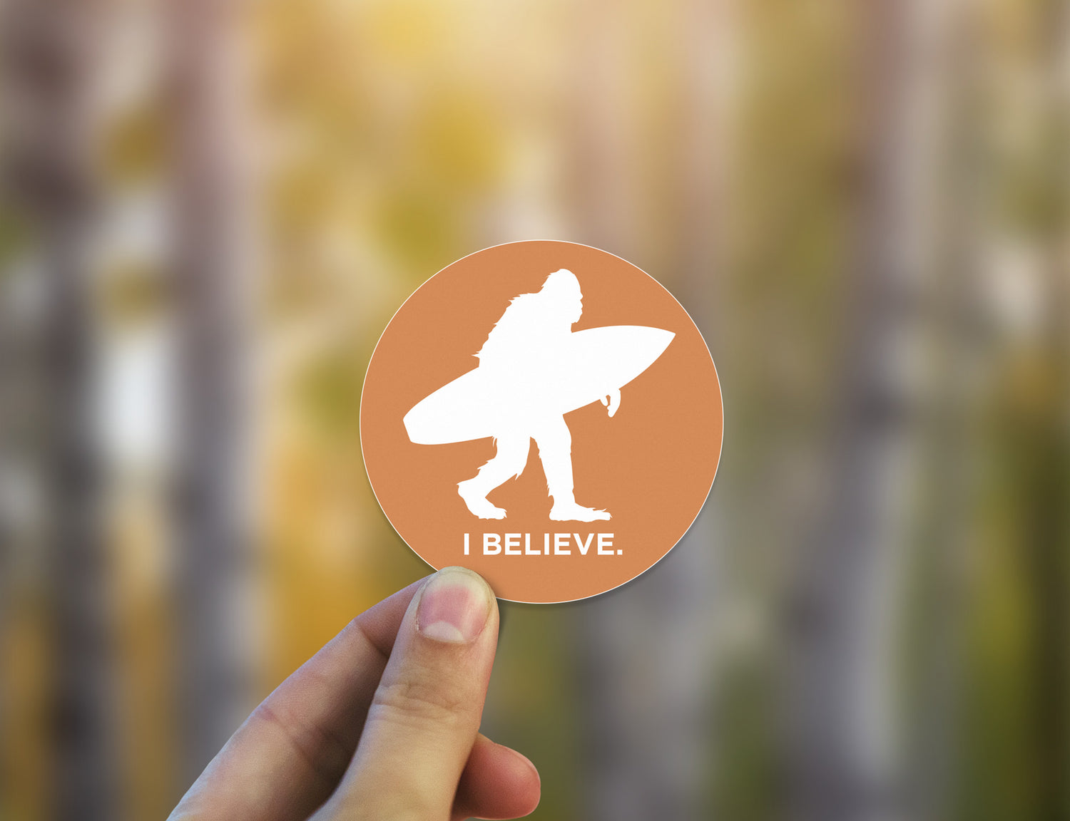 Sasquatch I Believe Surfing Sticker