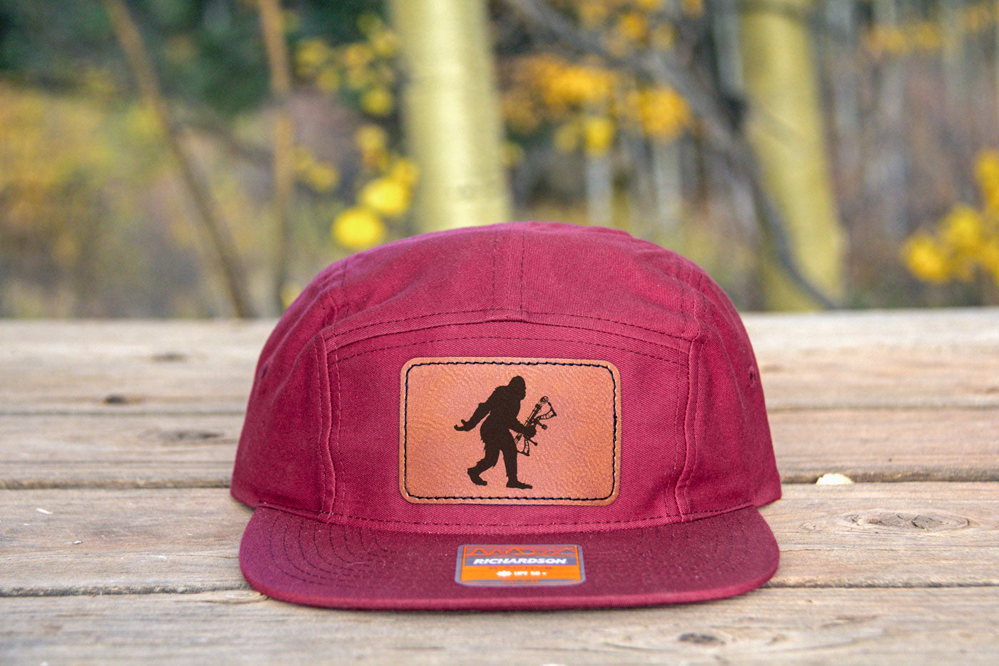 Sasquatch Archery Bow Hunting 5 Panel Hat Maroon