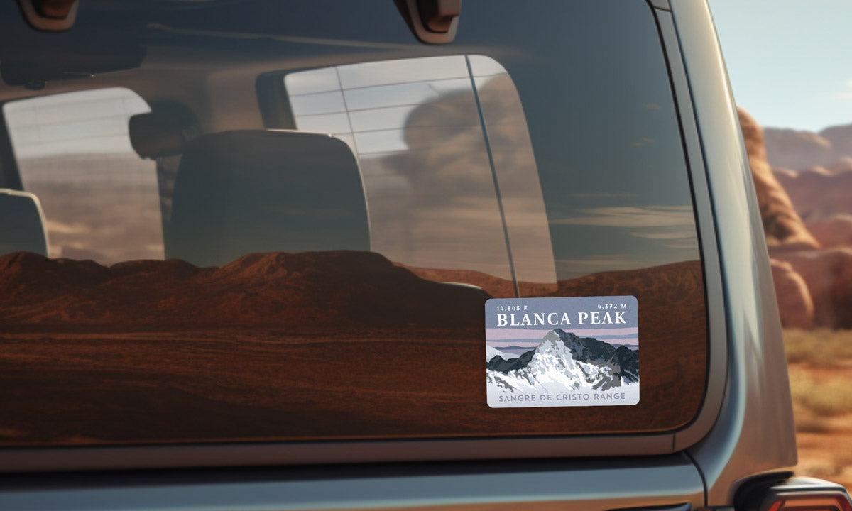 Blanca Peak Colorado 14er Sticker on vehicle