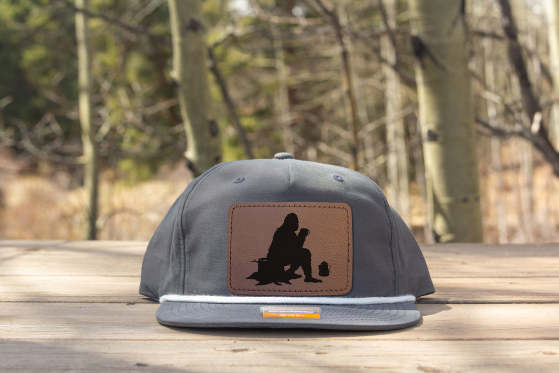Sasquatch Camping with Coffee Rope Hat