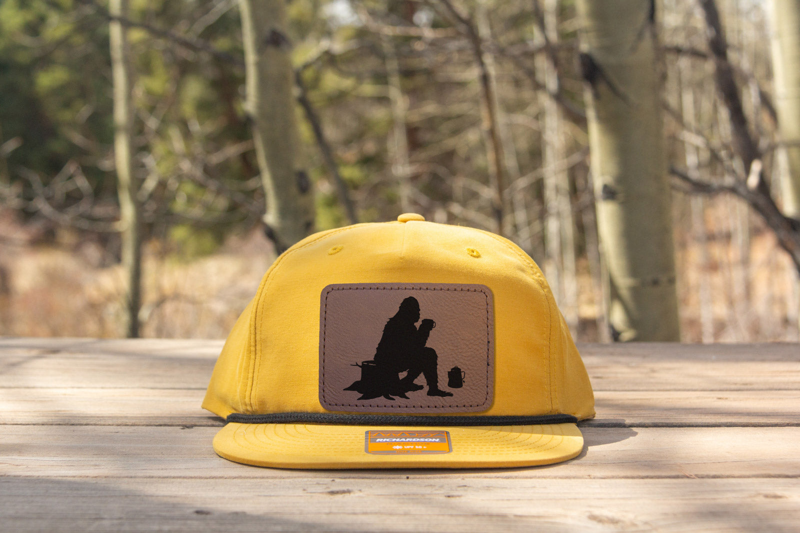 Sasquatch Camping with Coffee Rope Hat