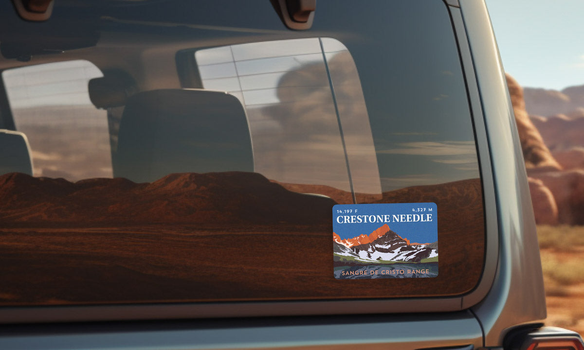 Crestone Needle Colorado 14er Sticker on vehicle