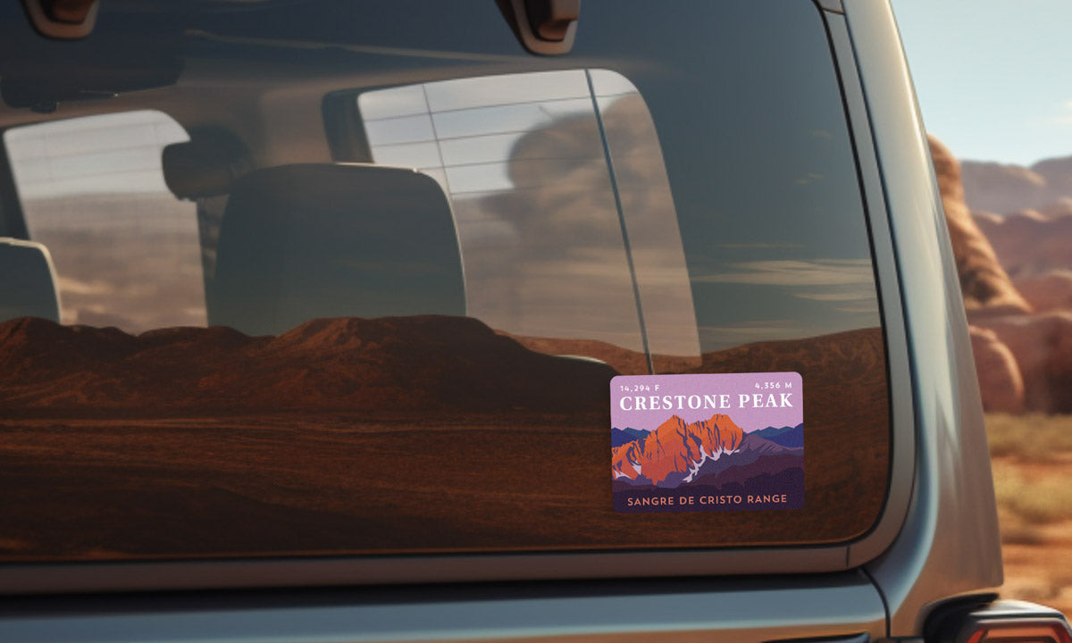 Crestone Peak Colorado 14er Sticker on vehicle