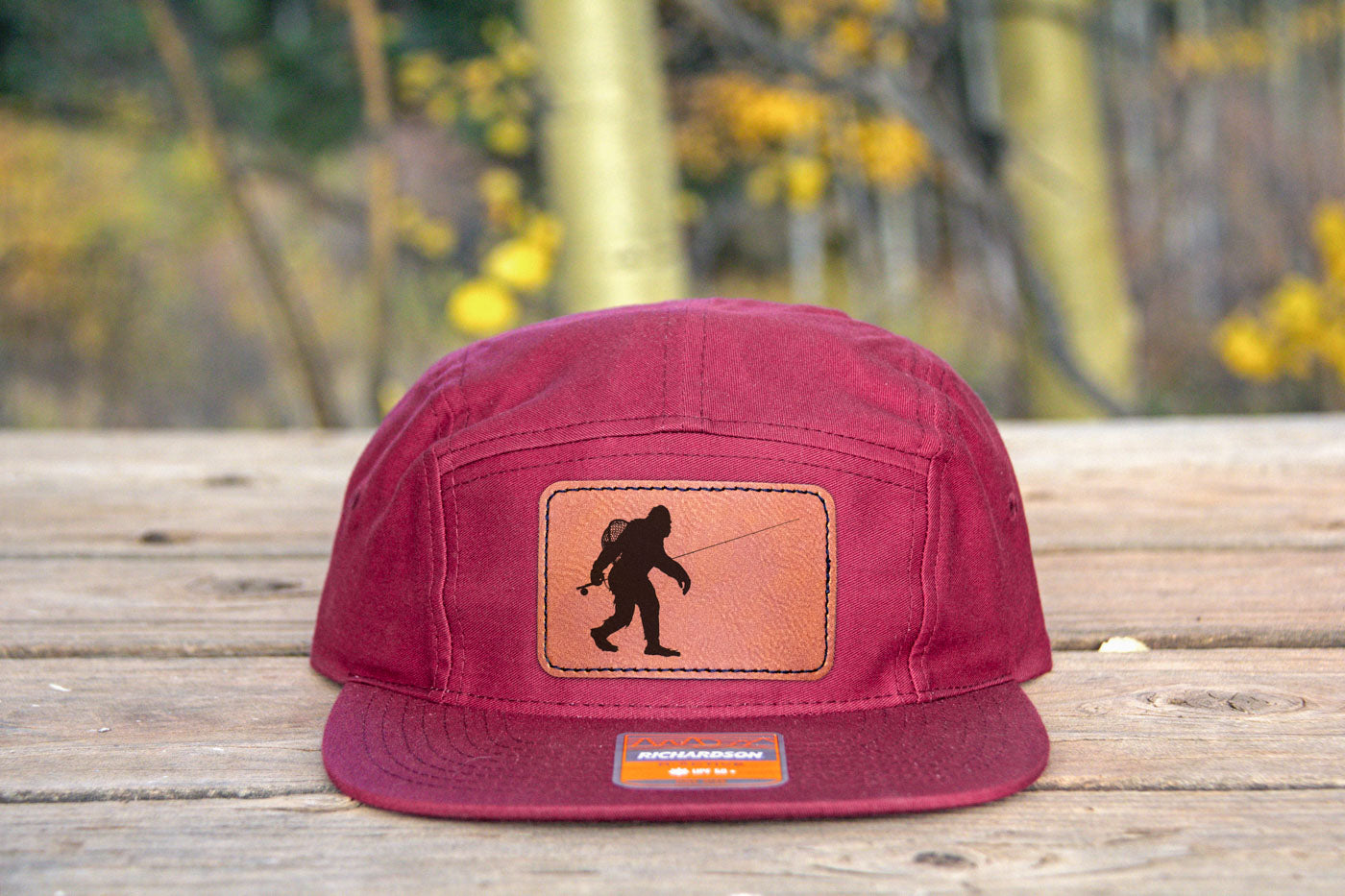 Sasquatch Fly Fishing 5 Panel Hat Maroon