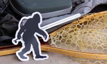 Sasquatch Fly Fishing Die Cut Sticker LARGE 6” Tall