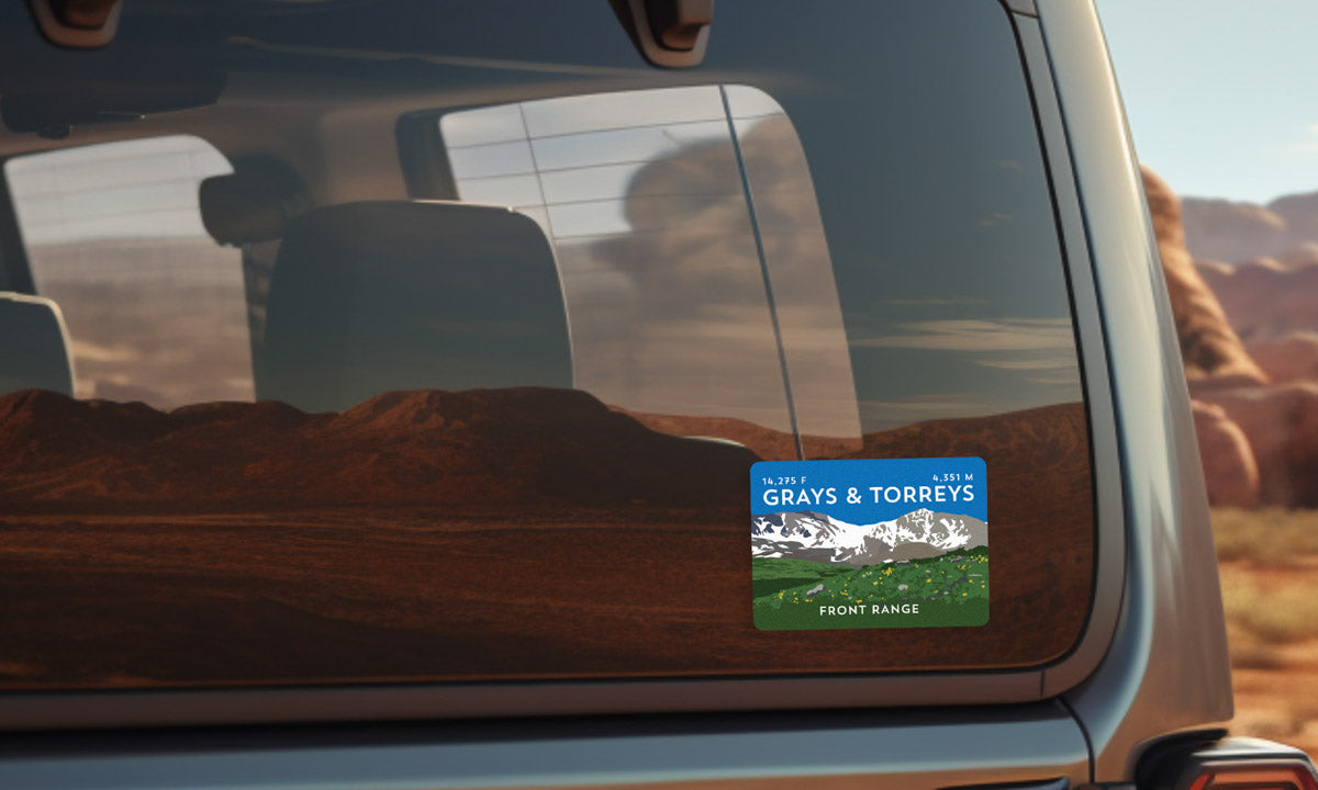 Grays &amp; Torreys Colorado 14er Sticker on vehicle