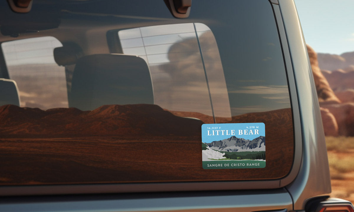 Little Bear Peak Colorado 14er Sticker on vehicle