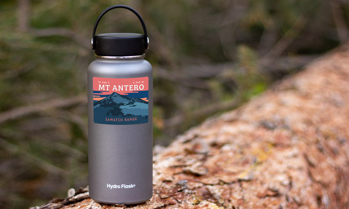 Mount Antero Colorado 14er Sticker on water bottle