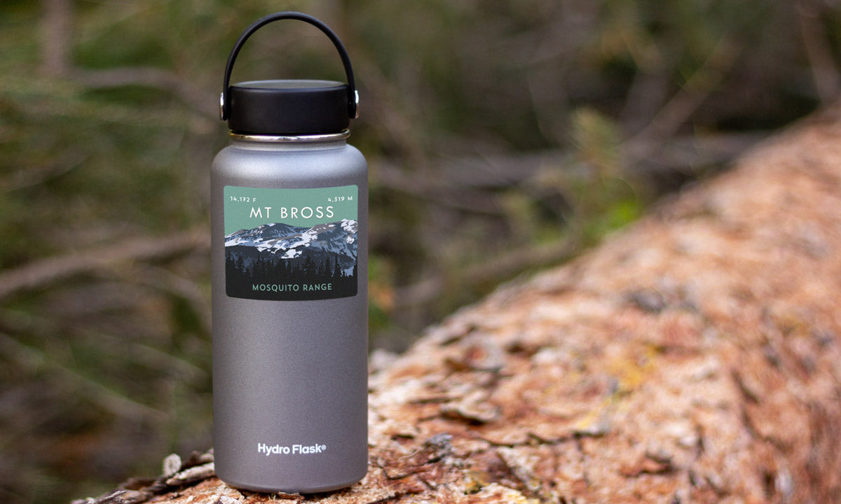 Mount Bross Colorado 14er Sticker on water bottle