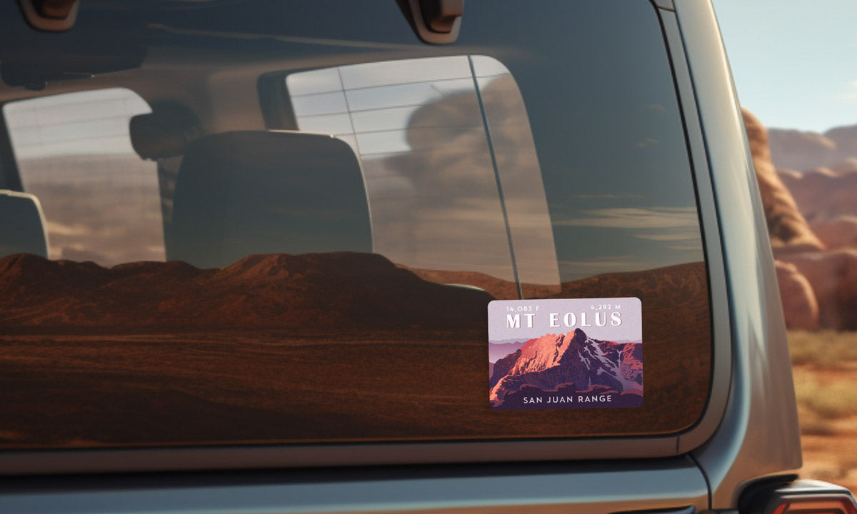 Mount Eolus Colorado 14er Sticker on vehicle