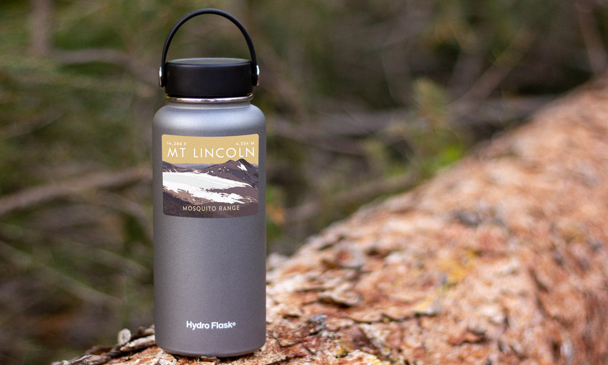 Mount Lincoln Colorado 14er Sticker on water bottle