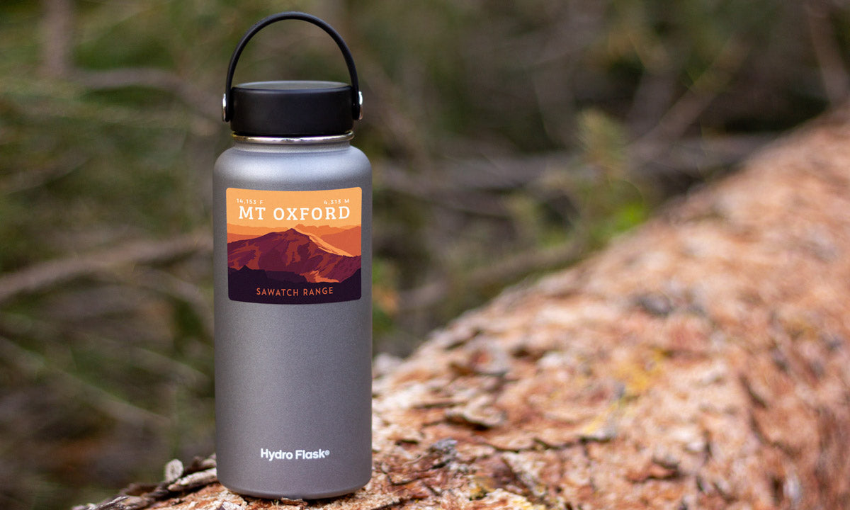 Mount Oxford Colorado 14er Sticker on water bottle